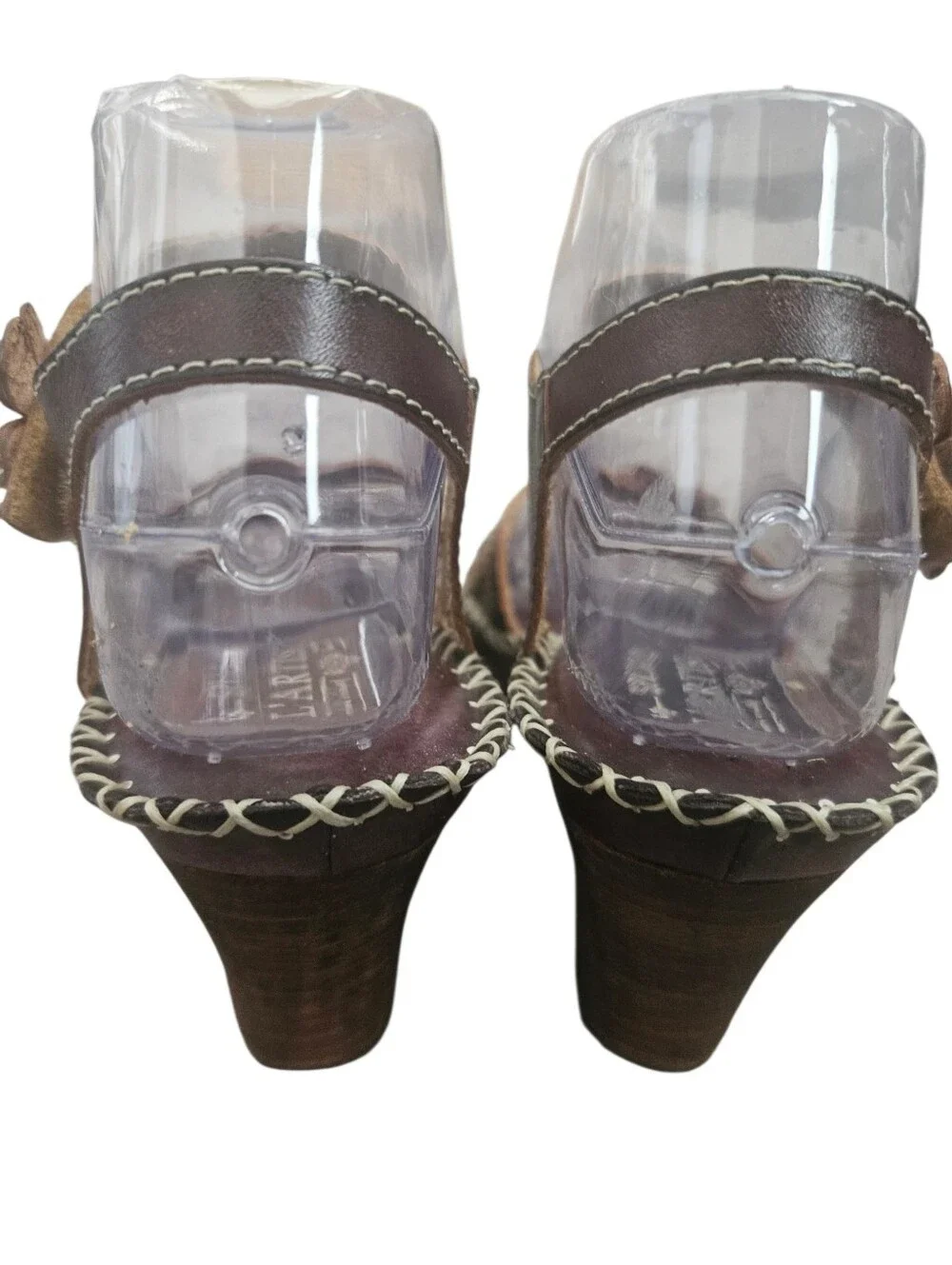L'Artiste By Spring Step Brown Leather Wedge Sandals Women's 36 (6) Floral Boho